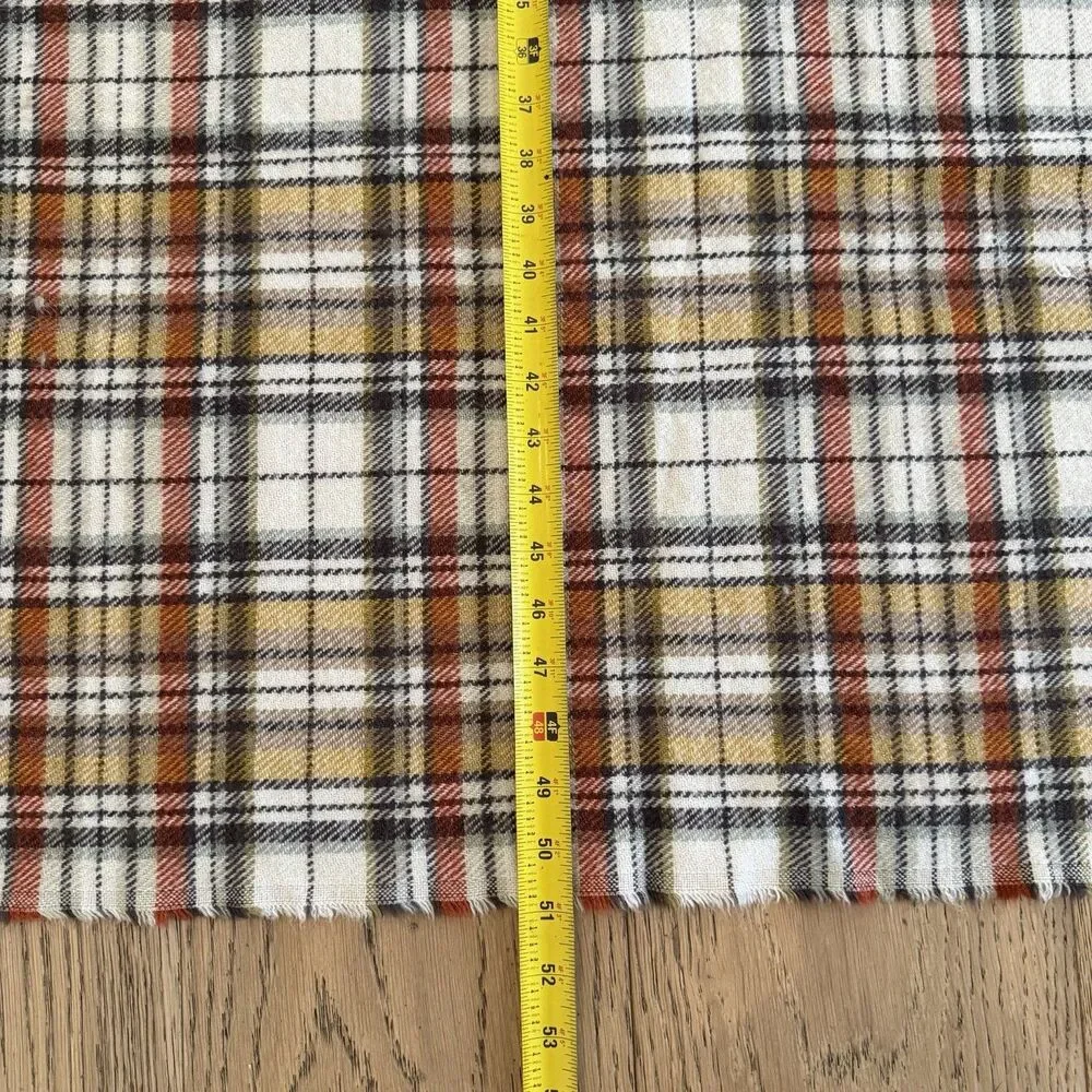 Pottery Barn Plaid Throw Blanket Yellow Brown Cream Fringe 50x60 Fall